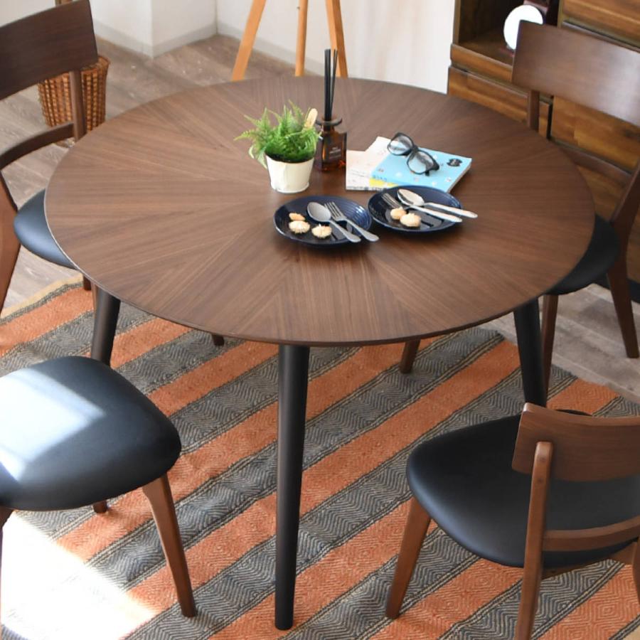 未開封　木目調ダイニングテーブル　リビングテーブル　丸脚　ウォールナットブラウン ダイニングテーブル 円型 幅110cm マリヤ （ 円形 丸 ラウンド