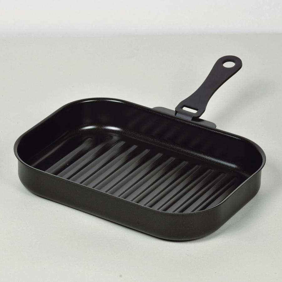 角型グリルパン 25×17cm IH対応 セラクッキング ハンドル付き ウェーブ （ ガス火対応 グリルパン 角型 鉄製グリルパン 波型 石釜