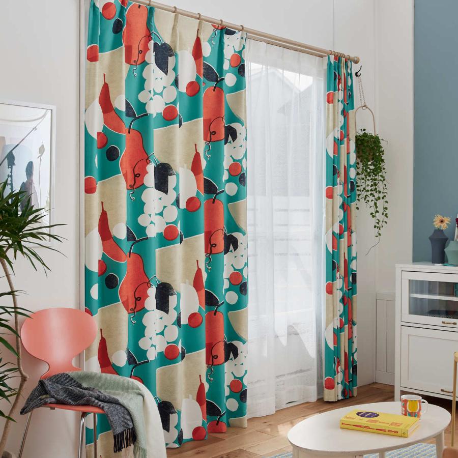 新品✨未開封 カーテン ドレープカーテン 果物柄 100×225 洗濯機で洗える スミノエ カーテン 遮光2級 フルーツフルーツ 100×178cm ドレープ