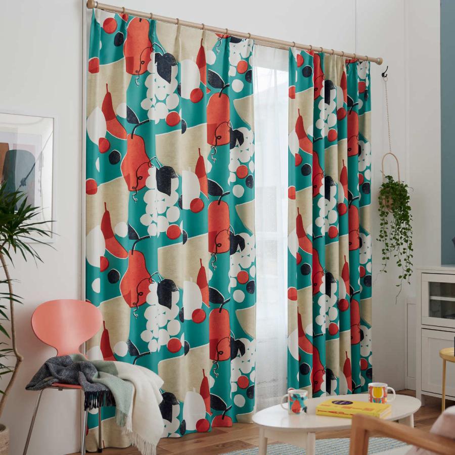 新品✨未開封 カーテン ドレープカーテン 果物柄 100×225 洗濯機で洗える スミノエ カーテン 遮光2級 フルーツフルーツ 100×178cm ドレープ