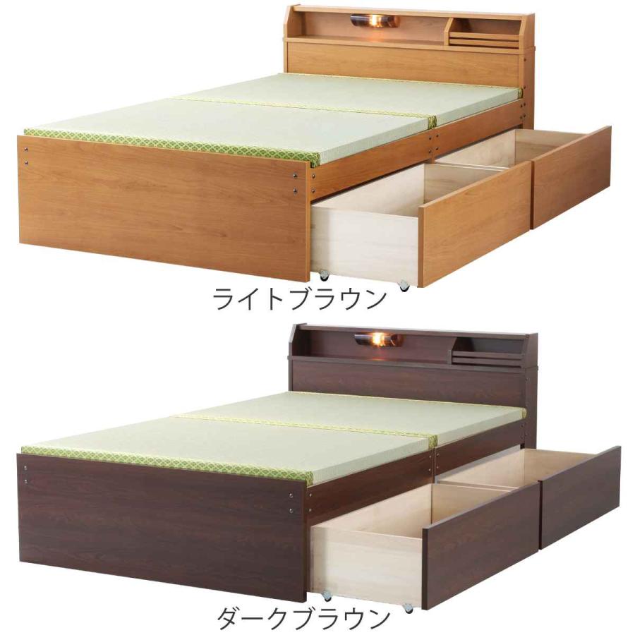 畳ベッド シングル ハイタイプ 床面高42cm 引出し2杯 大容量収納 宮棚