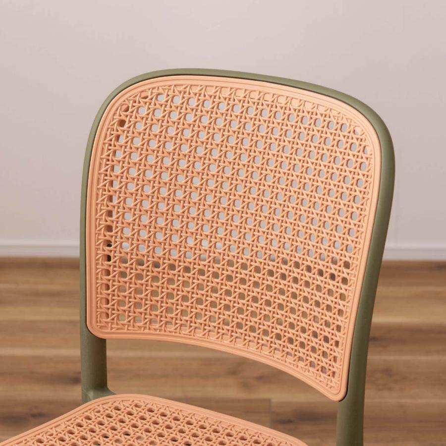 東谷 スタッキングチェア ラタン調 座面高46cm 軽量 （ 椅子