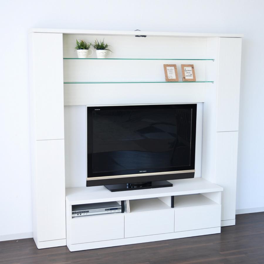 テレビボード 壁面収納 ハイタイプ LEDライト付 幅190cm （ 開梱設置