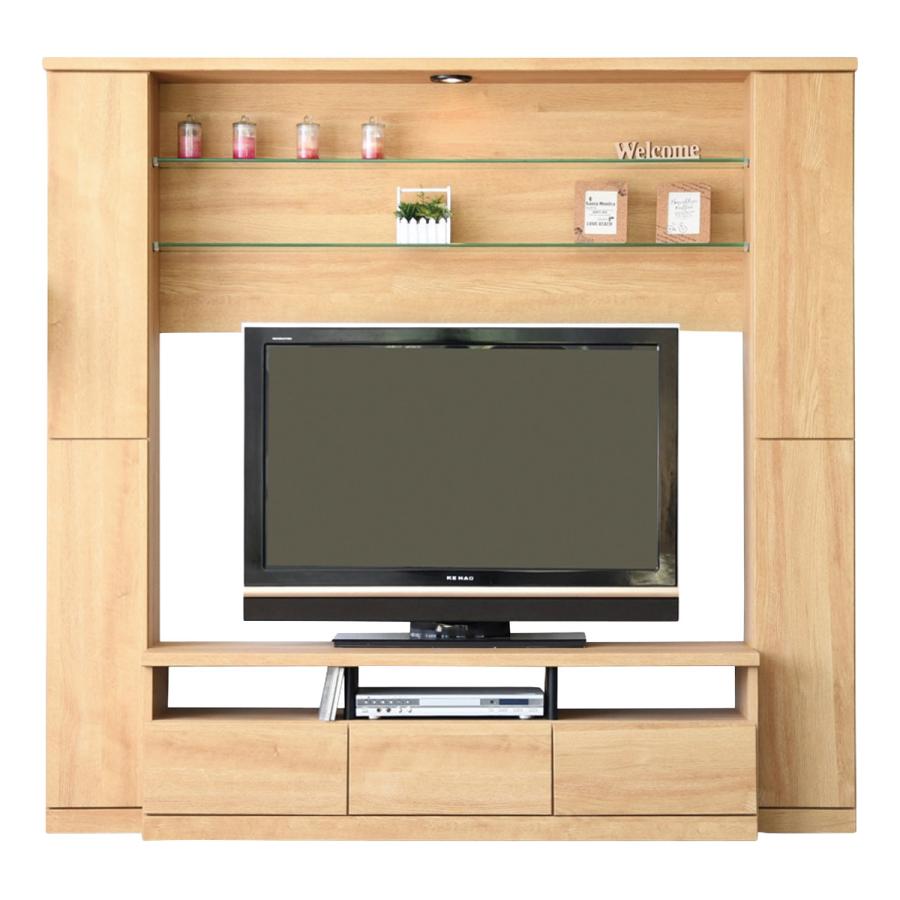テレビボード 壁面収納 ハイタイプ LEDライト付 幅190cm （ 開梱設置