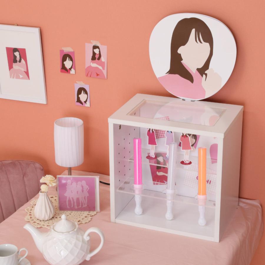 推し活グッズに！ 赤い屋根のディスプレイラック 引き出し付き（柵なし） 推し活グッズに！ 赤い屋根のディスプレイラック 引き出し付き（柵なし）