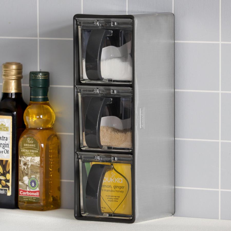 アスベル（ASVEL） 調味料ストッカー 3個組 ステンレス製ラック付き