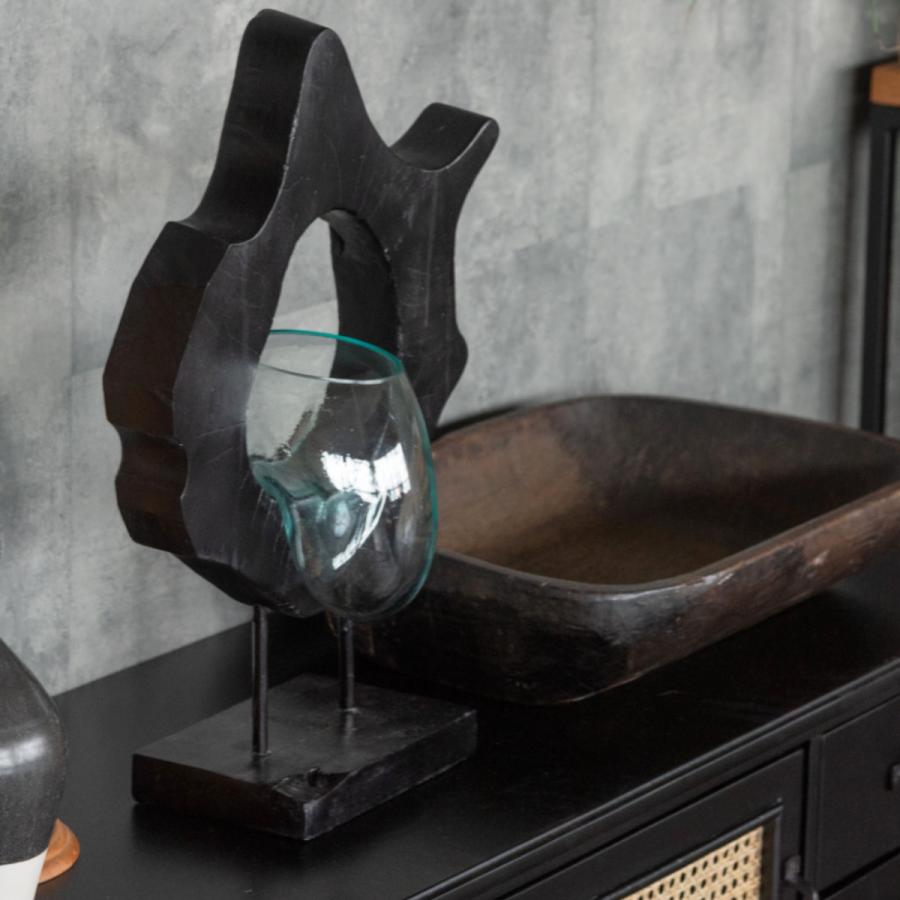 東谷 オブジェ 天然木 ガラス （ ガラスオブジェ 置物