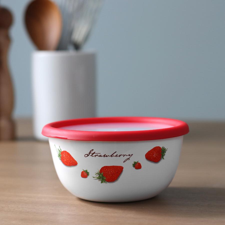 ミキシングボウル 14cm ストロベリーシリーズ 富士ホーロー （ Honey