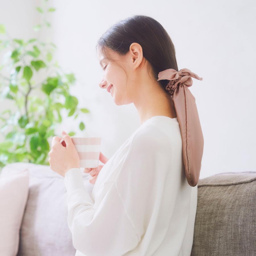 ナイトキャップ ポニータイプ シルク100％ シルクシャイニー （ シュシュ付き 毛先 ロングヘア ヘアケア ヘアキャップ ） | COGIT | 05