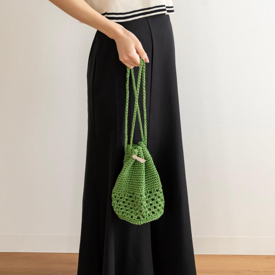 巾着 バッグ マルシェシリーズ ドローストリングバッグ 手編み 洗濯OK