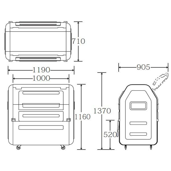 （法人限定） 業務用ダストボックス 650L ＃700 （ 山崎産業 コンドル 大型ゴミ箱 回収用 業務用 ごみ箱 ダストボックス ）｜interior-palette｜02