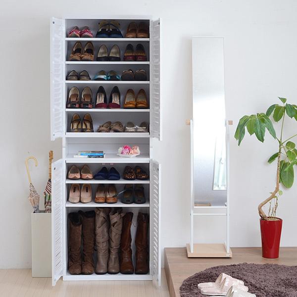 下駄箱 ルーバー 幅60cm×高さ90cm 2個組 （ シューズラック 靴 収納