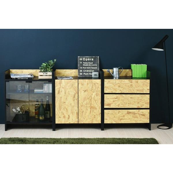 キャビネット ガラス扉タイプ Osbボード クールデザイン 積み重ね対応 幅65cm サイドボード 本棚 ラック 収納棚 扉付き 木製 Osb合板 ガラス インテリアパレットヤフー店 通販 Yahoo ショッピング