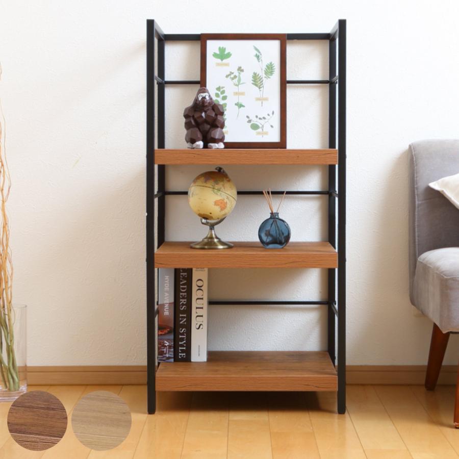 クロシオ オープンラック 幅50cm 3段 スチールフレーム 木板 （ ラック