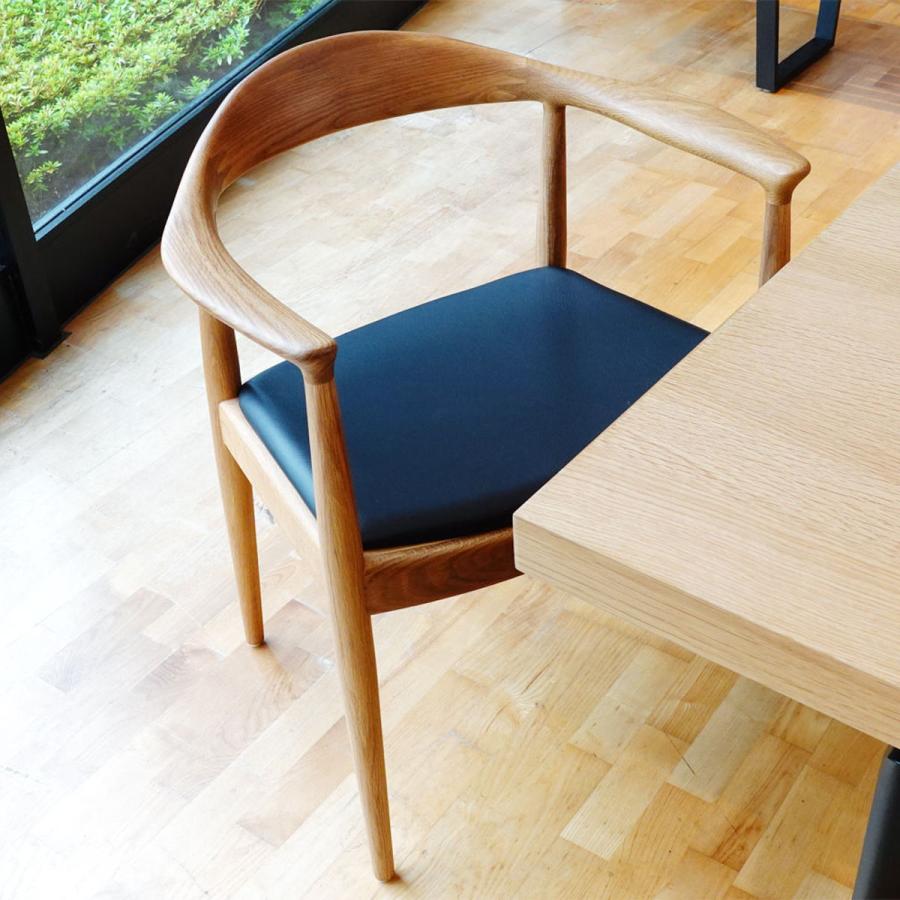 ダイニングチェア 肘付 座面高47cm 本革 オーク ザ・チェア （ リ