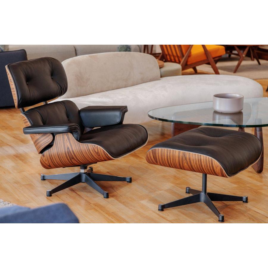 リビングチェア 座面高42cm 本革 ローズウッド イームズ ラウンジ