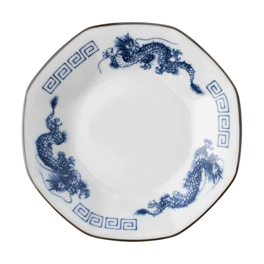 八角皿 プレート 19cm チャーハン皿 レトロ中華 磁器 （ 食洗機対応