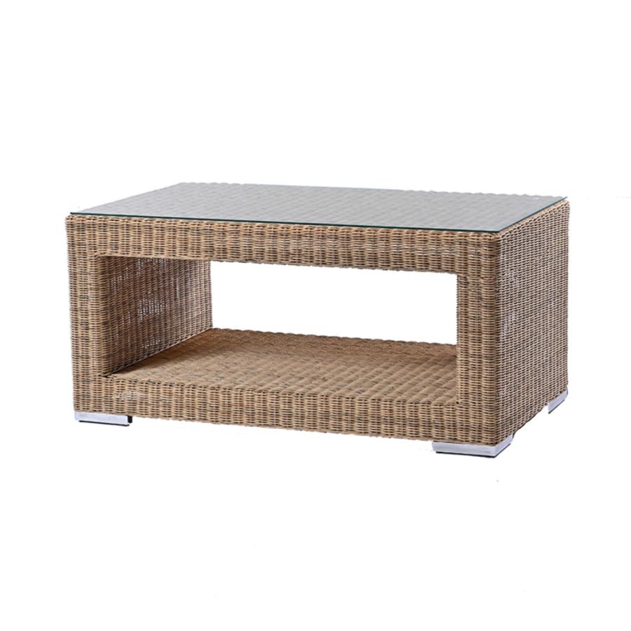 シンセティックラタン テーブル 幅110cm PEコード ガラス天板 Garden