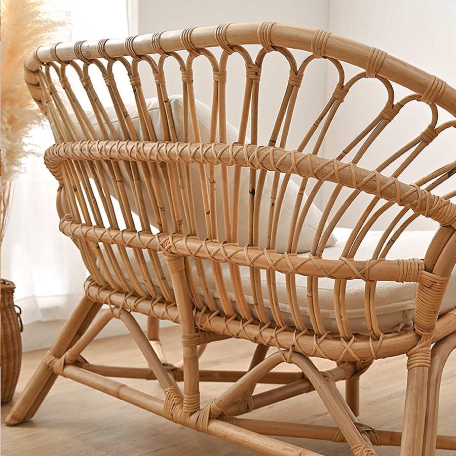 ラブチェア ラタン 2人掛け 座面高43cm クッション付 Breeze （ 開梱