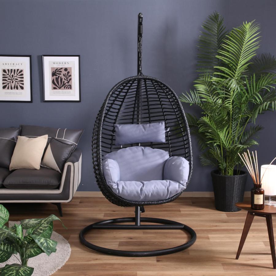 不二貿易（Fuji Boeki） ハンギングチェア たまご型 クッション付