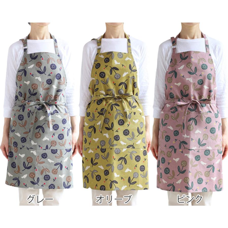 エプロン Atelier Nuuit 綿麻プリントショートエプロン （ キッチンエプロン 胸当てエプロン アトリエヌイ 綿100％ おしゃれ 