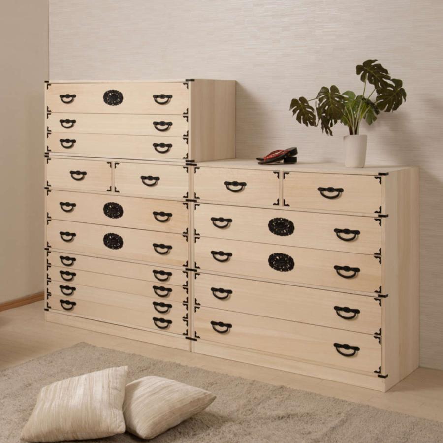 桐 民芸箪笥 幅100cm 5段 生地仕上げ 積み重ね 室町 （ たんす 収納