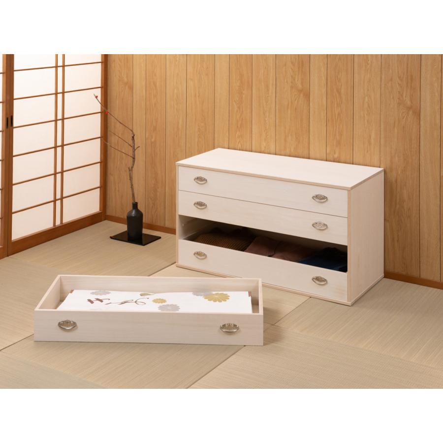 桐タンス 幅99.5cm 4段 シルバー金具 キャスター付 日本製 （ 桐