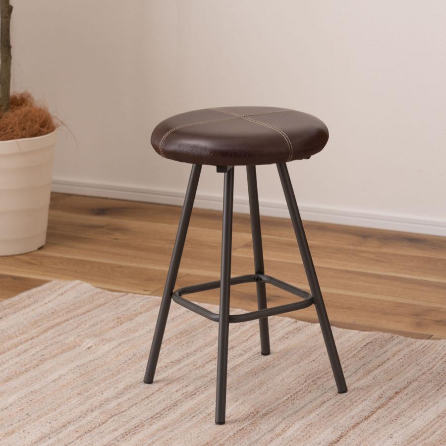 丸座面のスツール 東谷 スツール 高さ45cm 座面丸型 レザー （ 丸 スチール ダイニング