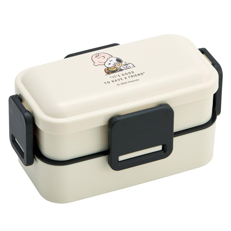 弁当箱 600ml 抗菌2段ふわっと弁当箱 スヌーピーバッジ （ スヌーピー ランチボックス 食洗機対応 レンジ対応 二段 抗菌 ドーム型 4点ロック 2段 日本製 ）