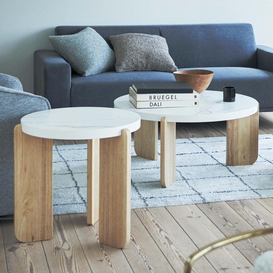 サイドテーブル 円型 高さ50cm ラウンドテーブルS （ 大理石調