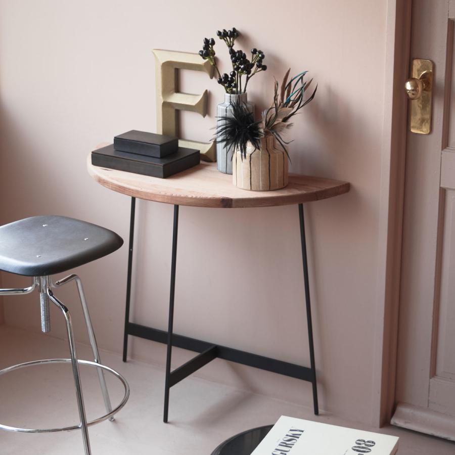 東谷 コンソールテーブル 半円型 高さ72cm 古材 （ 天然木 パイン材