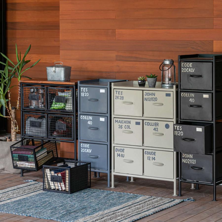 スチールチェスト 縦型 幅85cm 引出し12杯 インダストリアル 完成品