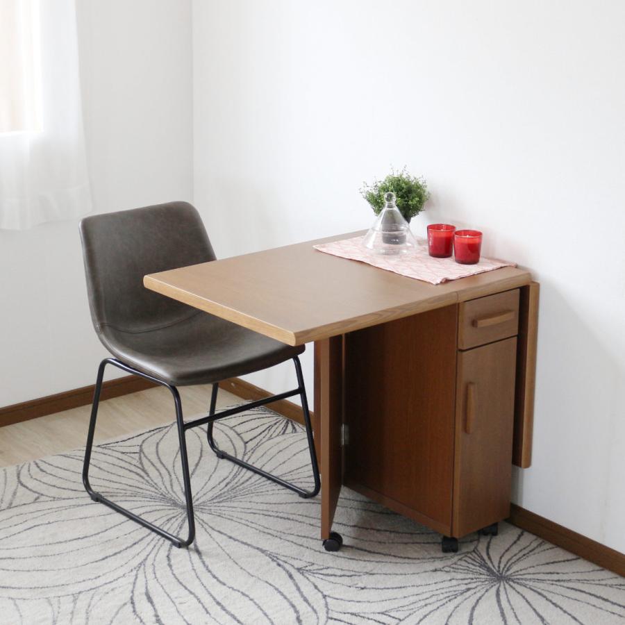 ダイニングテーブル 2人用 折りたたみ 幅32〜125cm バタフライ 引出し