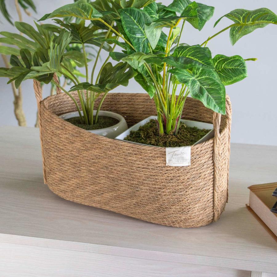 鉢カバーモネ フェイクPE バスケットオーバル L （ プランターカバー