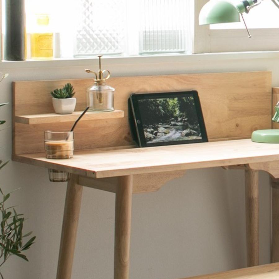 勉強机　椅子　棚セット ワークデスク チェアセット ミニ棚板 ドリンクホルダー付 NATURAL