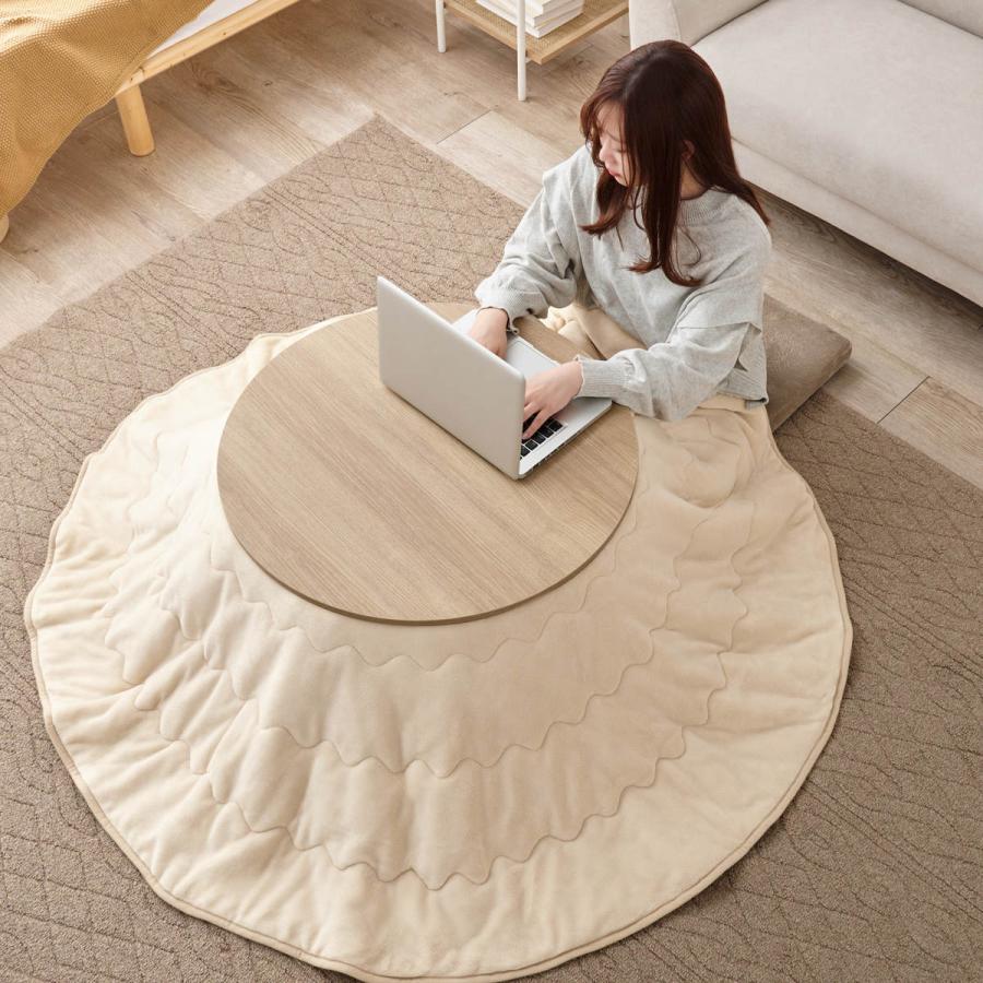 HAGiHARA（萩原） こたつセット 2点セット 円型 幅68cm 大理石調 木目