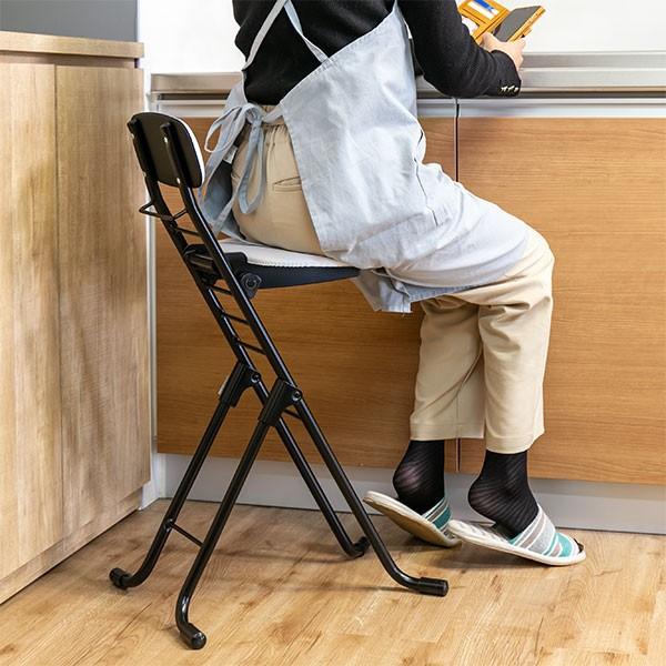 折りたたみ椅子 高さ調節 6段階調節 リリィチェア クッションタイプ スチール ブラックフレーム （ カウンターチェア ハイチェア 椅子 日本製 ）｜interior-palette｜13