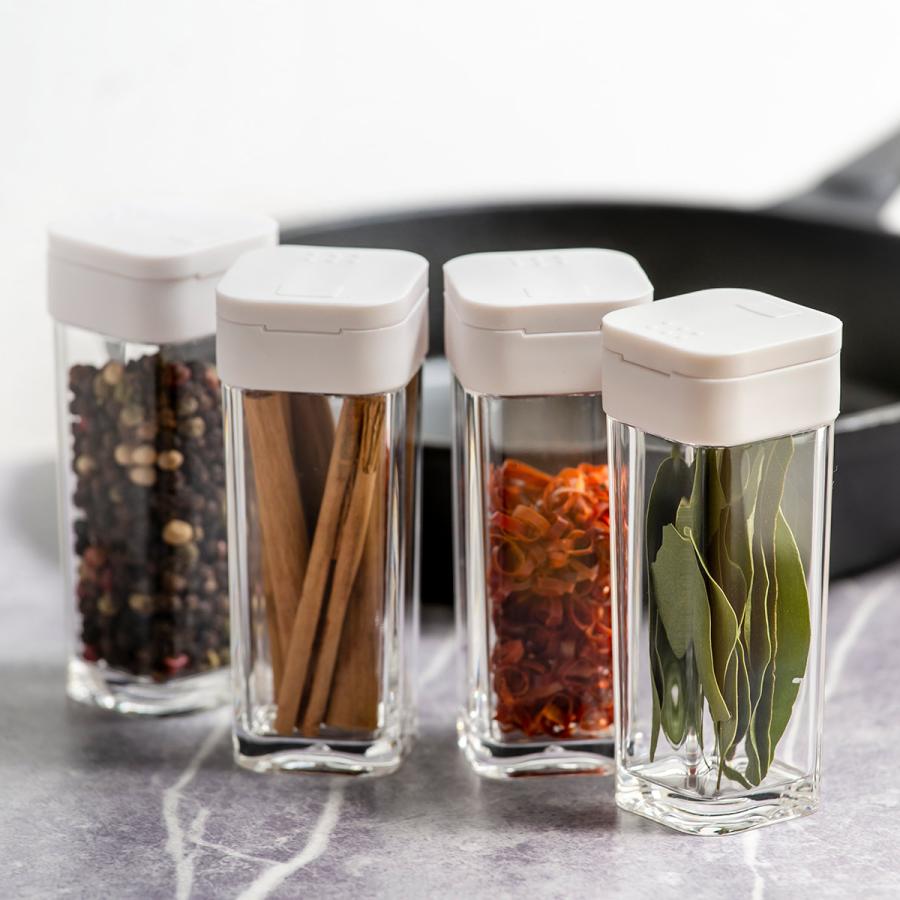 調味料ボトルセット 4本 スリムデザイン*8 スクエア型＊オリーブオイル スタイリッシュ 液体 調味料入れ ボトル