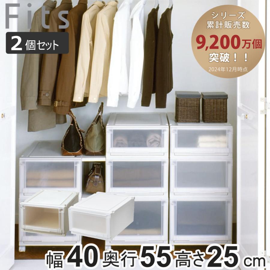 Fits 収納ケース 同色2個セット 幅40×奥行55×高さ25cm フィッツ