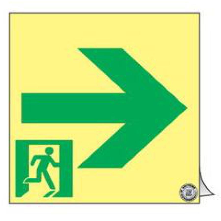 国際ブランド 非常口マーク標識 通路誘導 右矢印 高輝度蓄光タイプ 消防認定a級 12cm角 防災用品 21年春夏再販