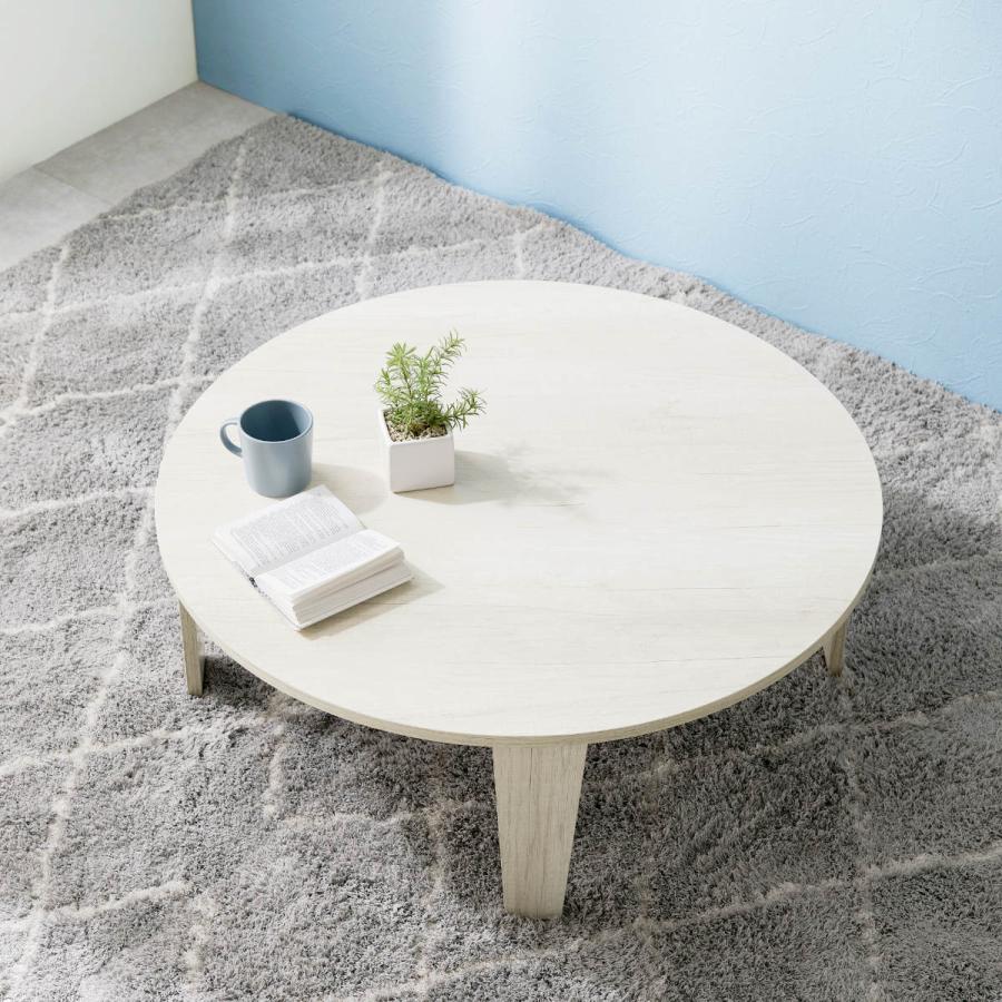 円卓　折りたたみ　テーブル(約)幅88×奥行88　ちゃぶ台　完成品 ローテーブル 円形 直径88cm 折りたたみ 座卓 （ 完成品 木目 石目