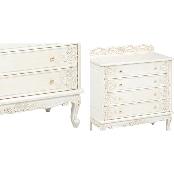 チェスト 幅80cm 4段 姫系 猫脚 完成品 ヴィオレッタ （ タンス 白家具