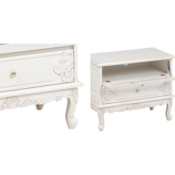 リビングボード 幅70cm 姫系 猫脚 完成品 ヴィオレッタ （ テレビボード ローボード TV台 AVボード 🏂 フラップ扉 白家具 ）