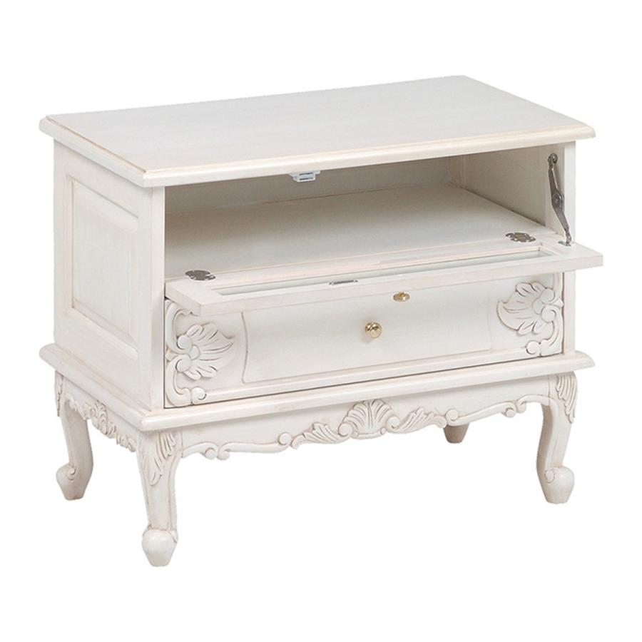 リビングボード 幅70cm 姫系 猫脚 完成品 ヴィオレッタ （ テレビボード ローボード TV台 AVボード 🏂 フラップ扉 白家具 ）