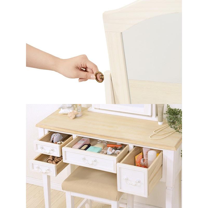 【た】ドレッサー ドレッサーセット アンティーク調 BROCANTE ホワイトウッド 幅92cm