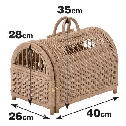 ラタン キャリーバスケット 籐 ペットハウス 幅40cm : インテリア