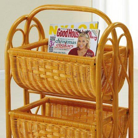 マガジンラック 2段 ラタン 籐家具 幅45cm （ ラタン ） : インテリア