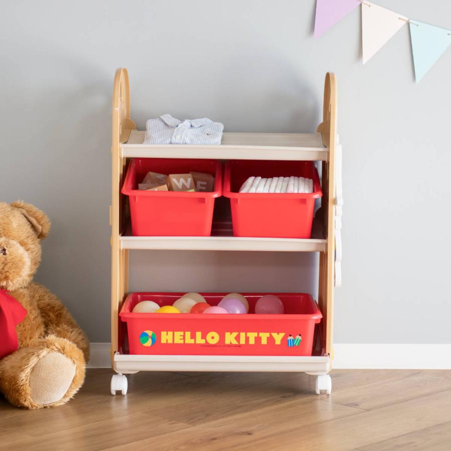 錦化成 おもちゃ 収納ラック 3段 ハローキティ トイ・ステーション