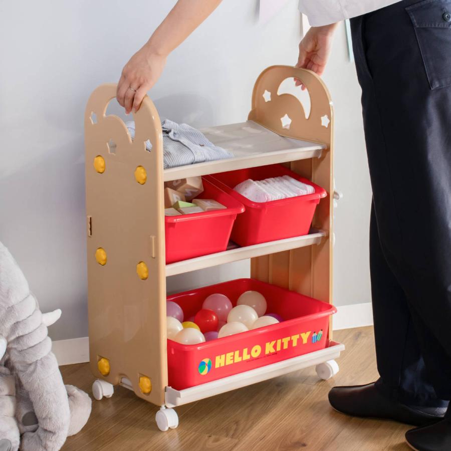 錦化成 おもちゃ 収納ラック 3段 ハローキティ トイ・ステーション