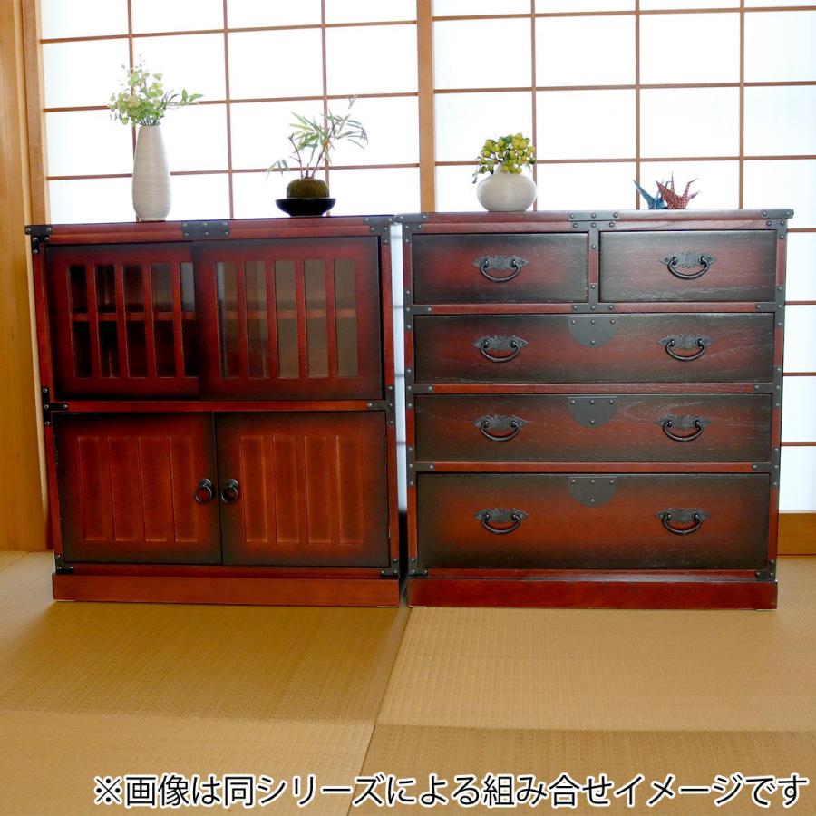 0043 和風タンス クロシオ 引出箪笥 4段 民芸調 桐製 和タンス 幅67cm （ 和風 たんす